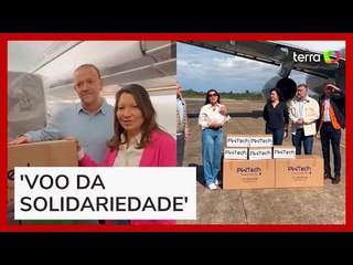 Janja mostra a chegada de 25 toneladas de doações ao Rio Grande do Sul