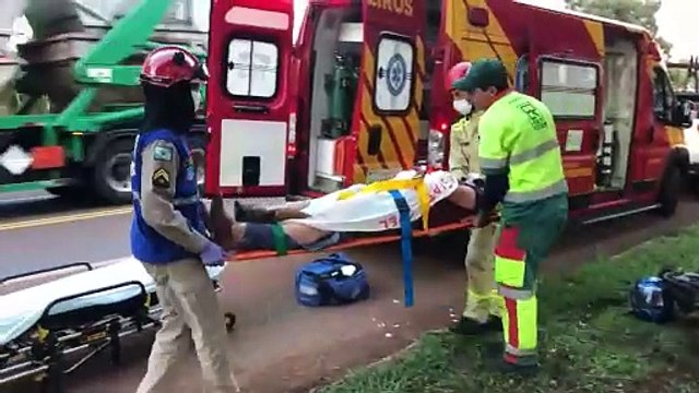 Jovem de 18 anos encaminhado à UPA após acidente de trânsito na BR-277, em Cascavel