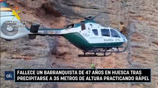 Fallece un barranquista de 47 años en Huesca tras precipitarse a 35 metros de altura practicando rápel