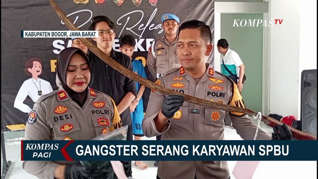 Rekaman CCTV Gangster Serang Karyawan SPBU dengan Sajam di Bogor