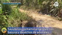 Sayuleños contaminan arroyo con basura y desechos de animales