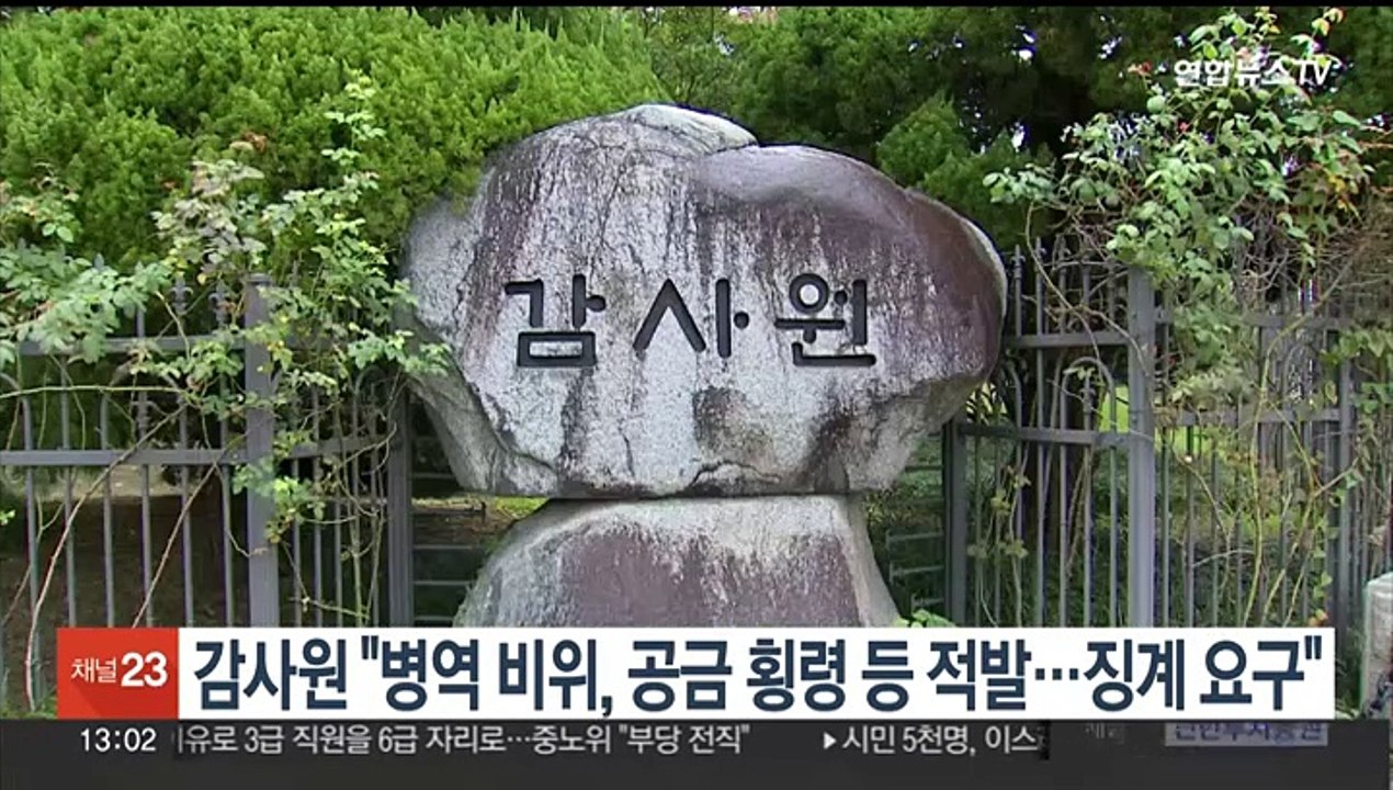 감사원 "병역 비위, 공금 횡령 등 적발…징계 요구"