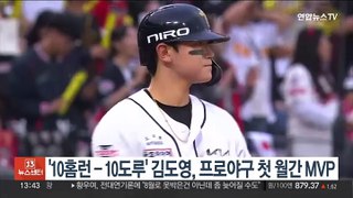 '10홈런-10도루' 김도영, 프로야구 2024시즌 첫 월간 MVP