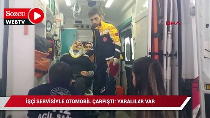 İşçi servis minibüsüyle otomobil çarpıştı: 7 yaralı