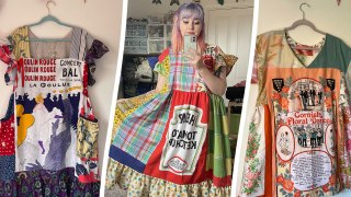 Woman makes up to £2.5k a month turning old tea towels into dresses