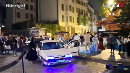 Galata’da 'pes' dedirten nişan kutlaması: Hastane yolunu kesip 'Erik Dalı' oynadılar