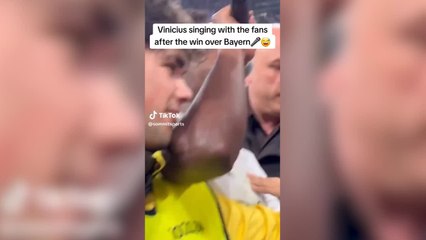 Download Video: Vinicius sings with fans after Champions League win