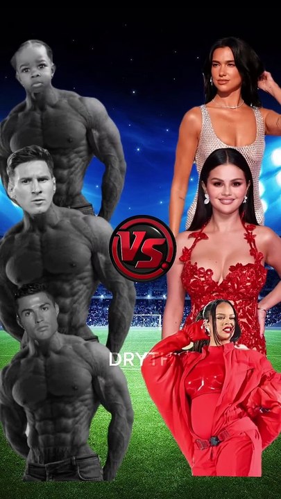 Team GigaChadTeam Celebrities⚽(Messi,Ronaldo,Selena,Dua Lipa)(⚽️)#football #viral #shorts