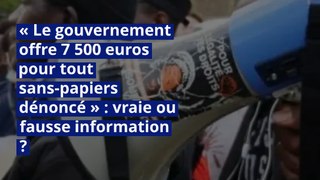 « Le gouvernement offre 7 500 euros pour tout sans-papiers dénoncé » : vraie ou fausse information ?