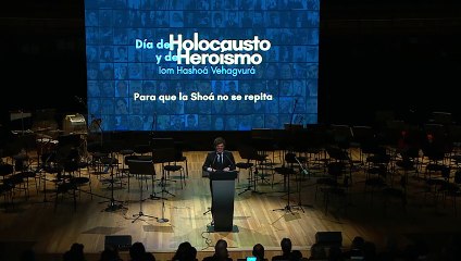 Milei en el acto del Día del Holocausto y el Heroismo