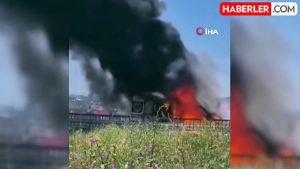 Hasta taşıyan ambulans alevlere teslim oldu