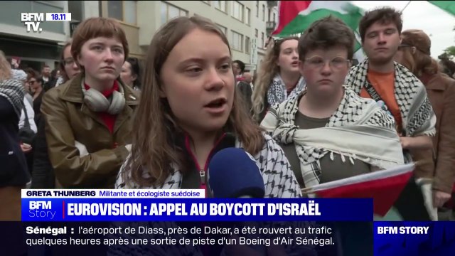 Greta Thunberg: Il faut montrer que c'est scandaleux et inexcusable de la part de l'Eurovision de laisser Israël participer alors que le pays commet actuellement un génocide