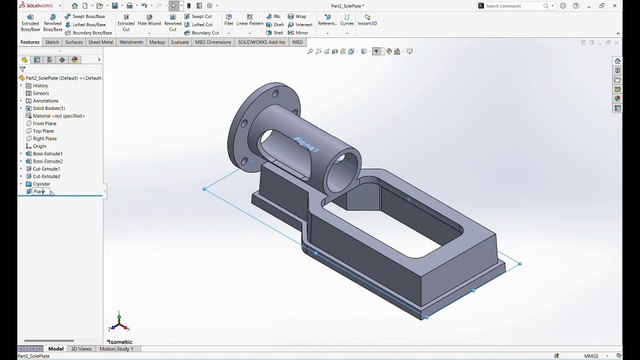 Solidworks tutorial Steam Engine - Part 2 - SolePlate