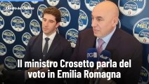 Il ministro Crosetto parla dell voto in Emilia Romagna