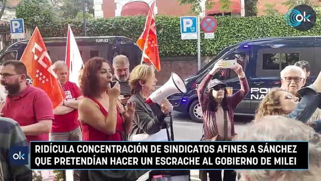 Ridícula concentración de sindicatos afines a Sánchez que pretendían hacer un escrache al Gobierno de Milei