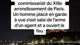Deux policiers ont été blessés par balle devant le commissariat du XIIIe arrondissement de #Paris. Un homme placé en garde à vue s'est saisi de l'arme d'un agent et a ouvert le feu.