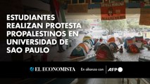 Estudiantes realizan protesta propalestinos en Universidad de Sao Paulo