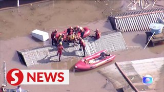 Authorities rescue horse stranded on rooftop in flooded Brazil