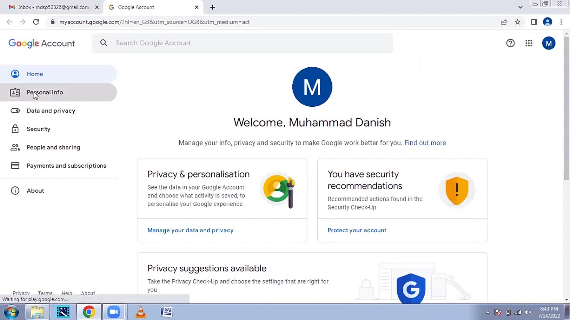 How to change Gmail password