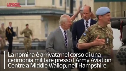 Re Carlo nomina il principe William 'Colonnello in capo' dell'Army Air Corps