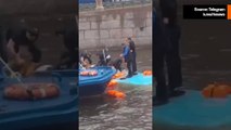 ビデオ：20人以上の乗客を乗せたバスがサンクトペテルブルクの川に転落