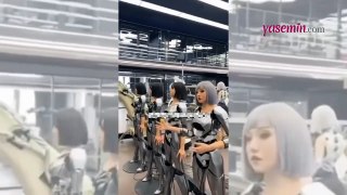 Çin'den yayınlanan görüntüler izleyenleri tedirgin etti! Gerçekçi insansı robotlar...