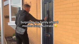 Man's heartwarming homecoming after 8 months abroad leaves family overwhelmed with excitement