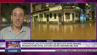 Continúan labores de rescate ante inundaciones en Brasil