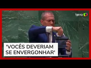 Embaixador de Israel tritura Carta da ONU em votação sobre a Palestina