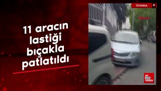 Beyoğlu’nda kaldırımda park halindeki 11 aracın lastiği bıçakla patlatıldı