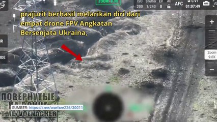 2 prajurit  Rusia berhasil melarikan diri dari empat drone FPV Angkatan Bersenjata Ukraina