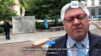 Protesters lay mock coffins in Milan over workplace safety in Italy