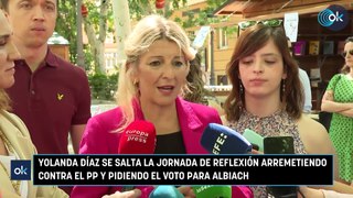 Yolanda Díaz se salta la jornada de reflexión arremetiendo contra el PP y pidiendo el voto para Albiach