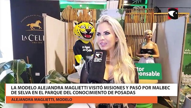 La modelo Alejandra Maglietti visitó Misiones y pasó por Malbec de Selva en el Parque del Conocimiento de Posadas