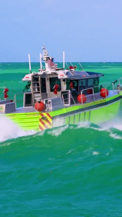 Fire rescue boat goes out again on crazy Sunday at the Haulover Inlet in Miami, Florida