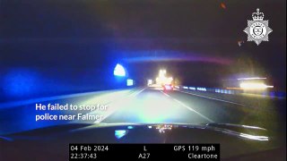 Reckless driver crashes into road sign during 115mph police chase