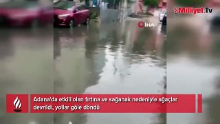 Adana'da yağmur nedeniyle yollar göle döndü