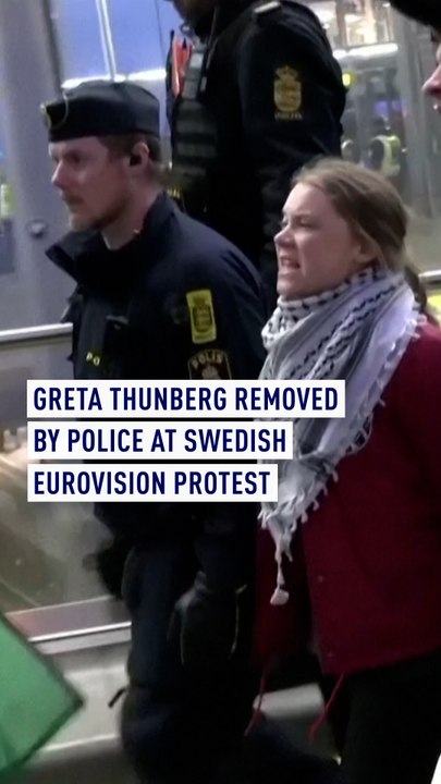 Greta Thunberg removed by police at swedish Eurovision protest
