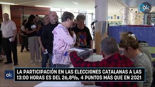 La participación en las elecciones catalanas a las 1300 horas es del 26,8%, 4 puntos más que en 2021