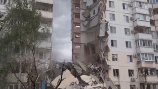Russian apartment block collapses in Belgorod explosion as rescuers search rubble for survivors
