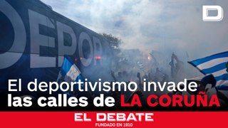 Las calles de La Coruña se llenan de aficionados ante el posible ascenso del Deportivo a segunda