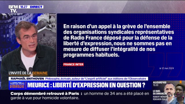 Guillaume Meurice évincé de Radio France: On ne vire pas un humoriste pour une mauvaise blague , affirme Raphaël Enthoven