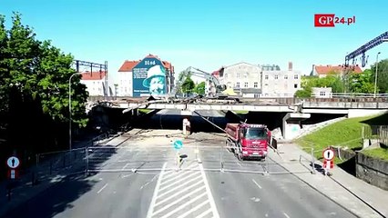 Rozbiórka wiaduktu na ulicy Szczecińskiej w Słupsku