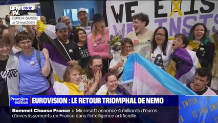 Les images du retour triomphal de Nemo, le gagnant de l'Eurovision, en Suisse