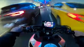 Trafiği tehlikeye düşüren motosiklet sürücüsüne ceza