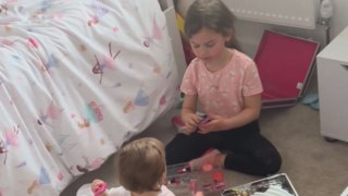 From playground to palette: Budding makeup artist paints her little sister's face