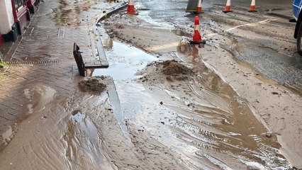 Streets in historic market town left 'looking like a beach' following flash floods