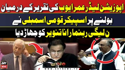 Omar Ayub Ki Speech Kay Darmiyan Bolnay Par Speaker NA Nay Rana Tanveer Ko Chup Karwadiya