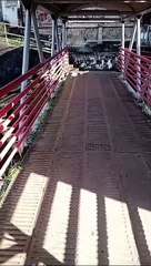 Pedestre mostra buraco em passarela na Bonocô