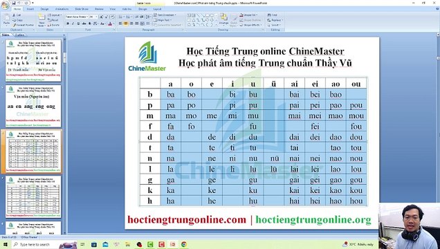 Học phát âm tiếng Trung chuẩn cùng Thầy Vũ theo bộ giáo trình Hán ngữ của Tác giả Nguyễn Minh Vũ